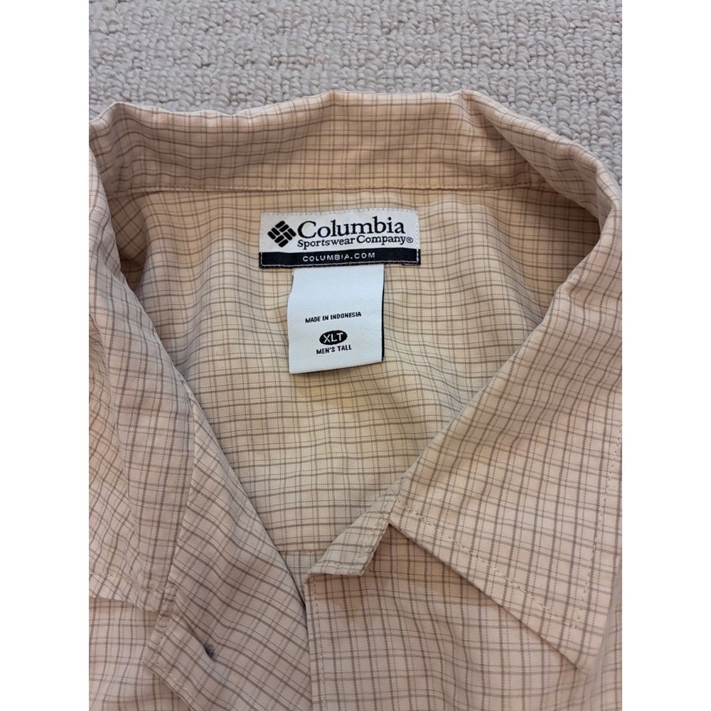 Columbia Men XLT Tall Micro Check Modal Blend Short Sleeve Button Down Shirt